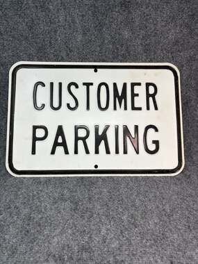 Vintage Embossed Steel Customer Parking Sign (G4R-HSE/JSF6) 12x18 Black White